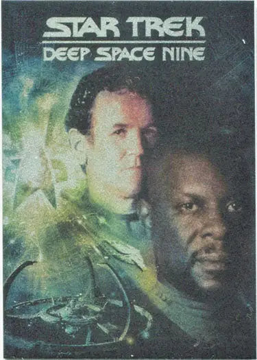Promotional poster for Star Trek DS9 featuring main characters from the series