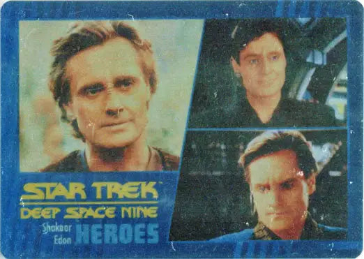 Trading card showcasing headshots of Star Trek: Deep Space Nine Heroes from the collection