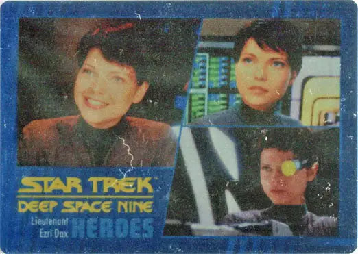 Star Trek DS9 Heroes & Villains trading card showcasing three portraits from the series