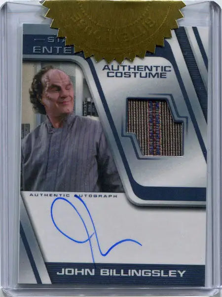 Star Trek Enterprise costume card featuring John Billingsley’s autograph and fabric swatch