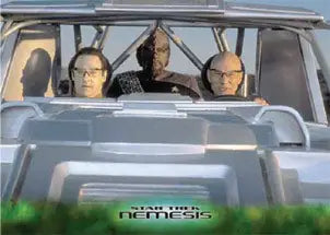 Car with three passengers visible in Star Trek Nemesis P1 Promo Card trading cards