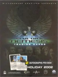 Advertisement poster for Star Trek Nemesis autograph cards with eagle emblem design