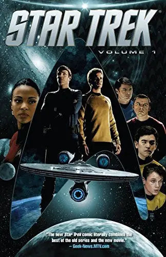Star Trek Ongoing Vol. 1 movie poster featuring the main cast and starship Enterprise continue