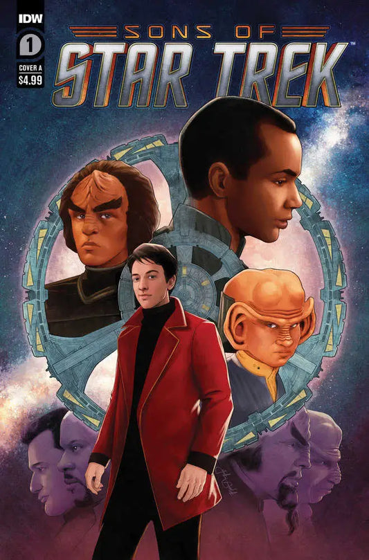 Comic book cover for Star Trek Sons of Star Trek with iconic characters in circular design