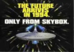 Flying saucer spacecraft with glowing lights on Star Trek trading card promo