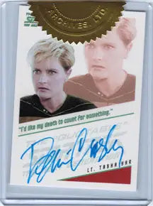 Autographed trading card of Denise Crosby as Tasha Yar from Star Trek TNG