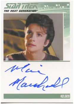 Autographed trading card of Marie Marshall as Kelsey from Star Trek TNG