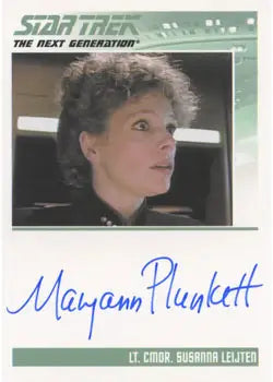 Autograph card of Maryann Plunkett as Susan Leijten in Star Trek: The Next Generation
