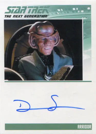 Autograph card of Dan Shor as Arridor from Star Trek TNG trading cards