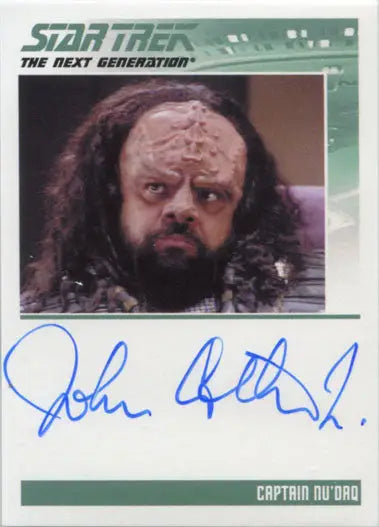 Autograph card of John Cothran as Captain Nudaq from Star Trek TNG trading cards