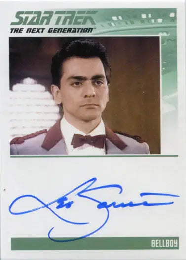 Autograph card of Leo Garcia as Bellboy in Star Trek TNG uniform for trading cards collection