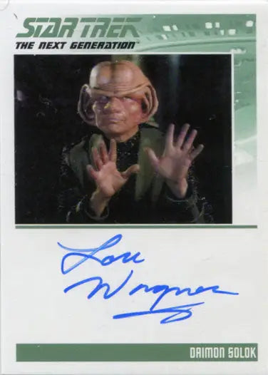 Lou Wagner autograph card of Diamon Solok from Star Trek: The Next Generation