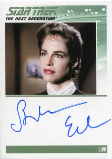 Autograph card of Stephanie Erb as Liva from Star Trek TNG trading cards