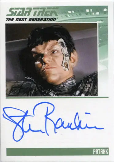 Autograph card of Steven Rankin as Patahk from Star Trek TNG trading cards