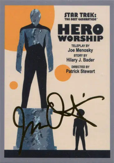 Star Trek TNG Hero Worship title card artwork for trading cards featuring character silhouettes