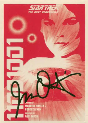 Star Trek: The Next Generation trading card with stylized portrait and autograph