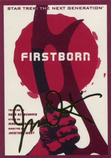 Book cover for Star Trek The Next Generation Firstborn featuring a Klingon weapon design