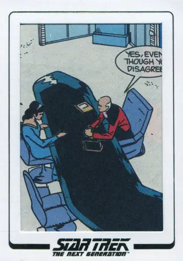 Comic cut archives featuring characters at a table on a Star Trek spaceship bridge