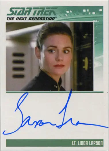 Autographed Saxon Trainor as Linda Larson trading card from Star Trek TNG Portfolio Prints