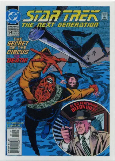 Comic book cover for Star Trek: The Next Generation featuring action scenes from comic book chase