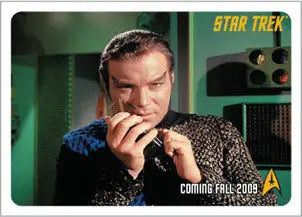 Man in Star Trek uniform biting thumbnail for Star Trek TOS 2009 promo card