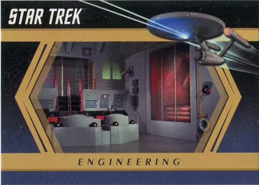 Futuristic spaceship engineering room in Star Trek TOS trading cards collection
