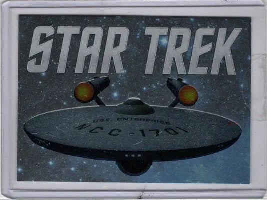 Starship Enterprise with glowing nacelles on Star Trek case topper card design