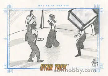 Sketch of Star Trek characters in action poses on a spaceship deck by Brian Kong