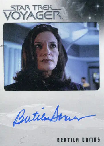 Trading card of Bertila Damas as Marika in Star Trek Voyager with signature