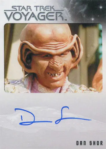 Alien character from Star Trek Voyager featuring Dan Shor as Arridor in trading cards