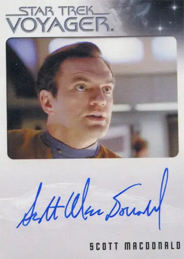 Autographed Star Trek Voyager trading card of Scott MacDonald as Rollins