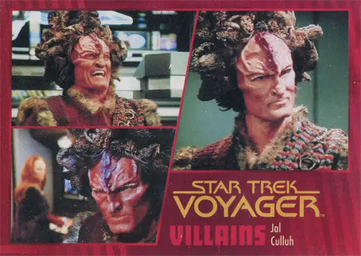Trading card of Klingon villain Jal Culluh from Star Trek Voyager Gold Parallel collection