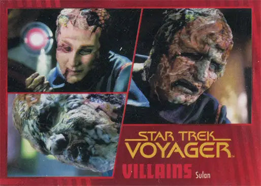 Trading card featuring Star Trek: Voyager villains from Gold Parallel series