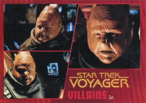 Trading card showcasing alien villain from Star Trek Voyager in Gold Parallel series