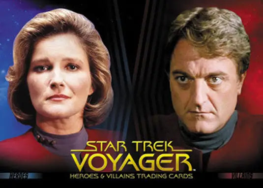 Trading card showcasing two characters from Star Trek: Voyager promo card collection