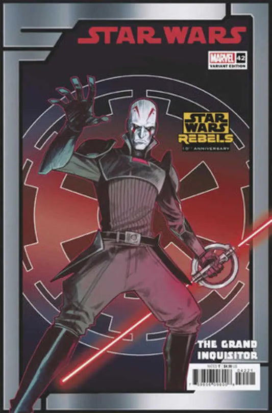 Star Wars #42 comic cover featuring Grand Inquisitor with red lightsabers and Imperial emblem
