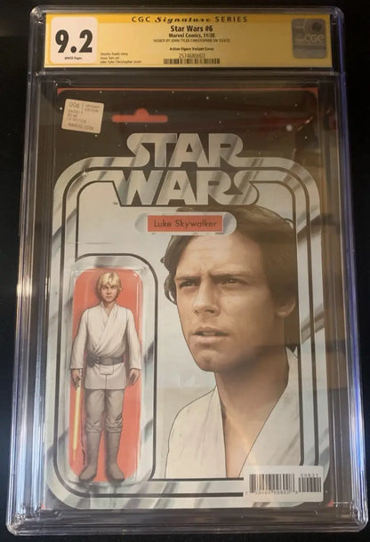 Graded Star Wars comic book featuring Luke Skywalker on vintage action figure-inspired cover by John Tyler Christopher