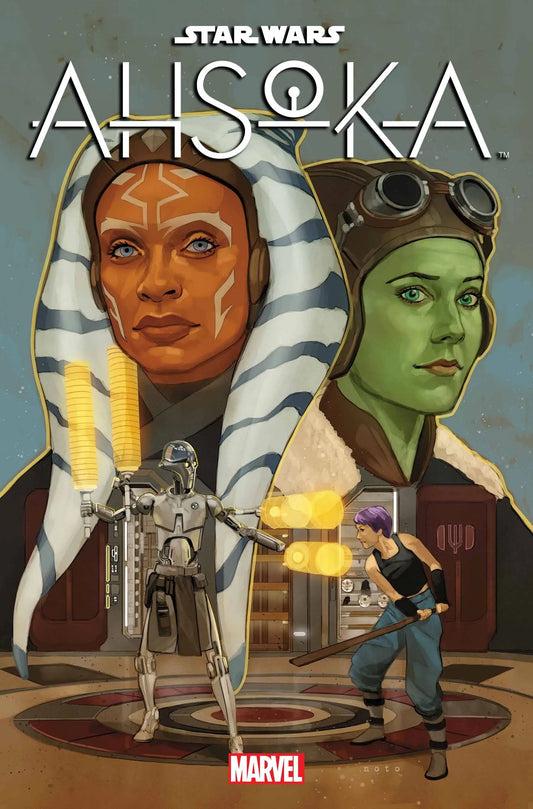 Star Wars Ahsoka #3 comic book cover with characters and droid in artistic style