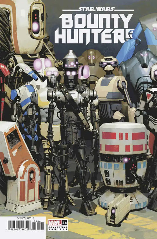 Star Wars Bounty Hunters #38 comic cover showcasing various droids and robots