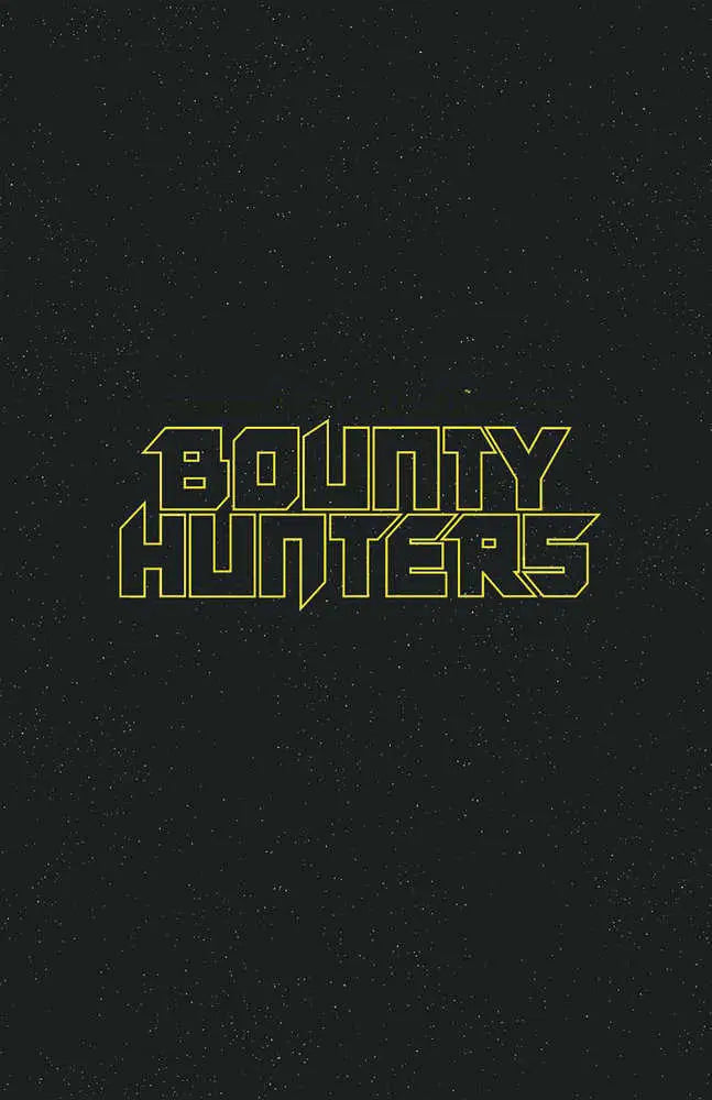 Green outlined text reading BOUNTY HUNTERS on dark background for Star Wars trading cards