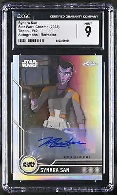 Graded Synara San Star Wars CCG autograph card from 2023 Topps Star Wars Chrome