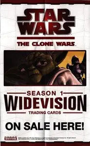 Promotional poster for Star Wars Clone Wars Widevision trading cards box topper display