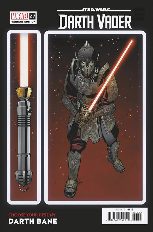 Comic book cover of Darth Bane with red lightsaber in STAR WARS Darth Vader #27 variant