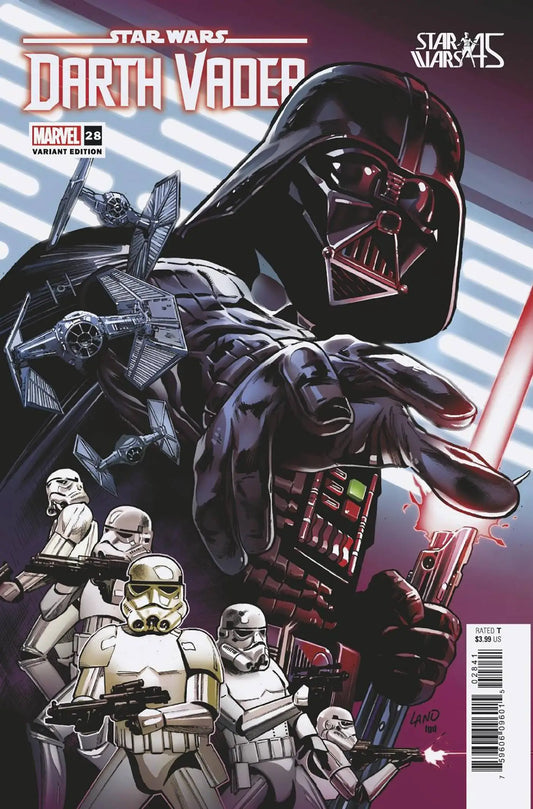 Comic book cover of Darth Vader and Stormtroopers with red lightsaber for collectors