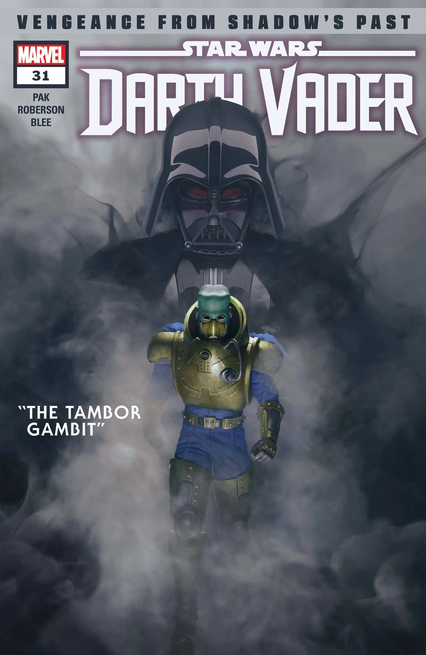Comic book cover of Star Wars Darth Vader #31 featuring Darth Vader’s mask and alien