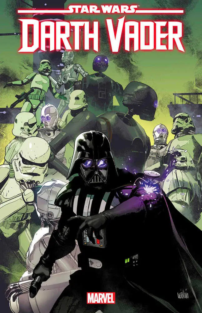 Darth Vader wielding Force lightning on Comic book cover for Star Wars trading cards
