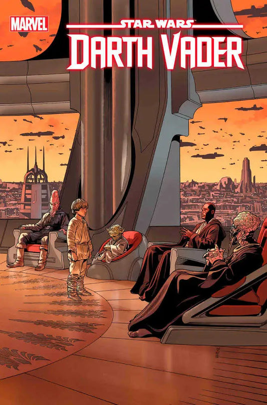 Comic book cover for Star Wars Darth Vader #49 featuring figures at sunset