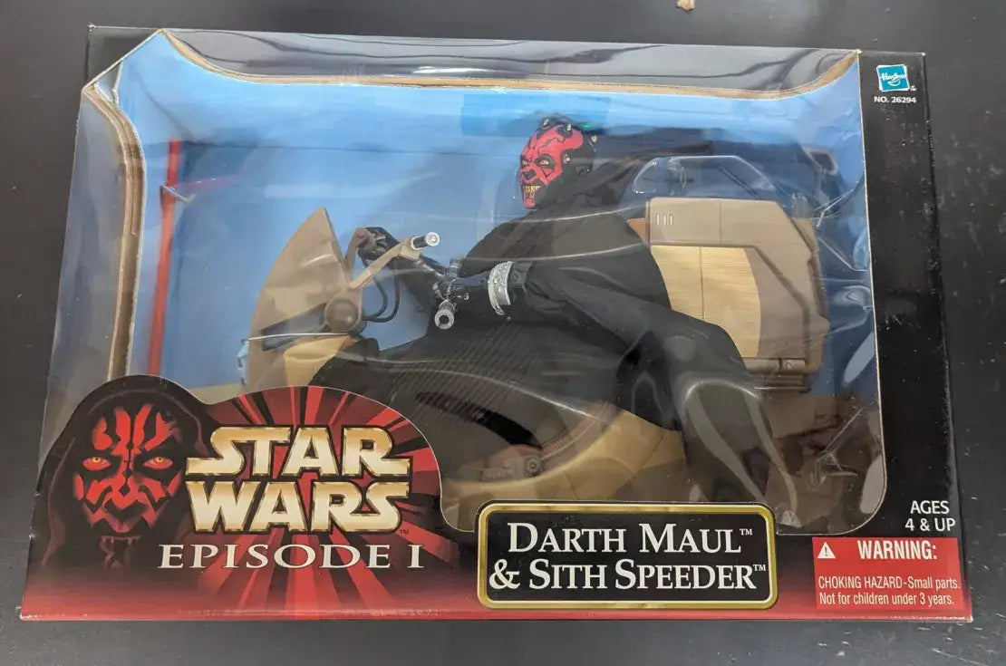 Darth Maul action figure with Sith Speeder in original packaging from Star Wars Episode 1