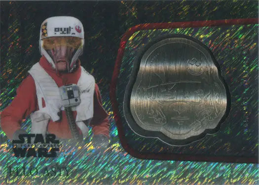 Holographic trading card of X-Wing pilot with Silver Galactic Medallion emblem