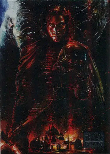 Dark figure with red highlights in Star Wars Legends Chase Card C-3 Kylo Ren